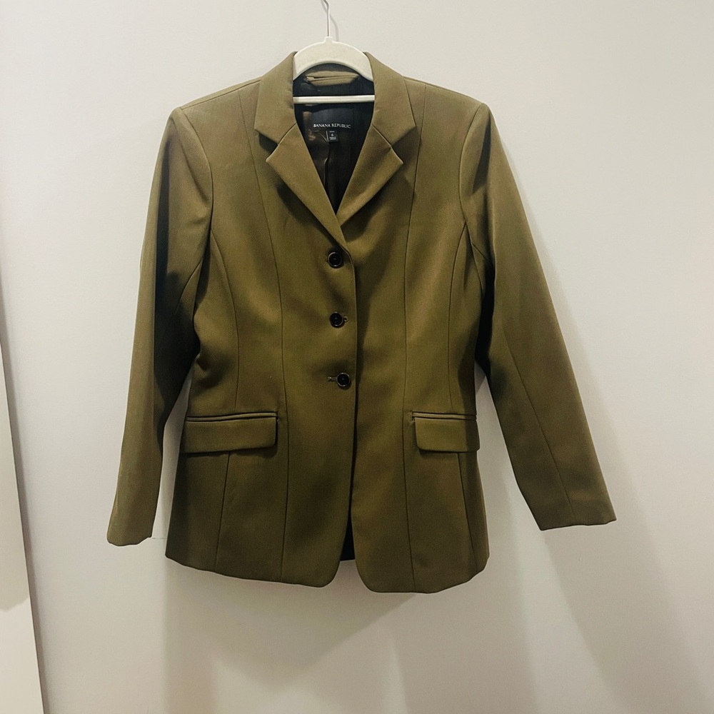 Dark Olive Green Riding Jacket Blazer